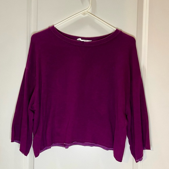 Excuse Me I Have To Go Be Awesome  Magenta Oversized Cropped Top Size L - Picture 1 of 6